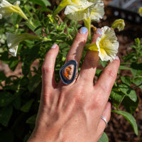 6.5 Mexican Fire Opal Sterling Silver Statement Ring (Size 6.5)