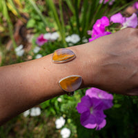 Mookeite Jasper Double Stone Sterling Silver Open Cuff