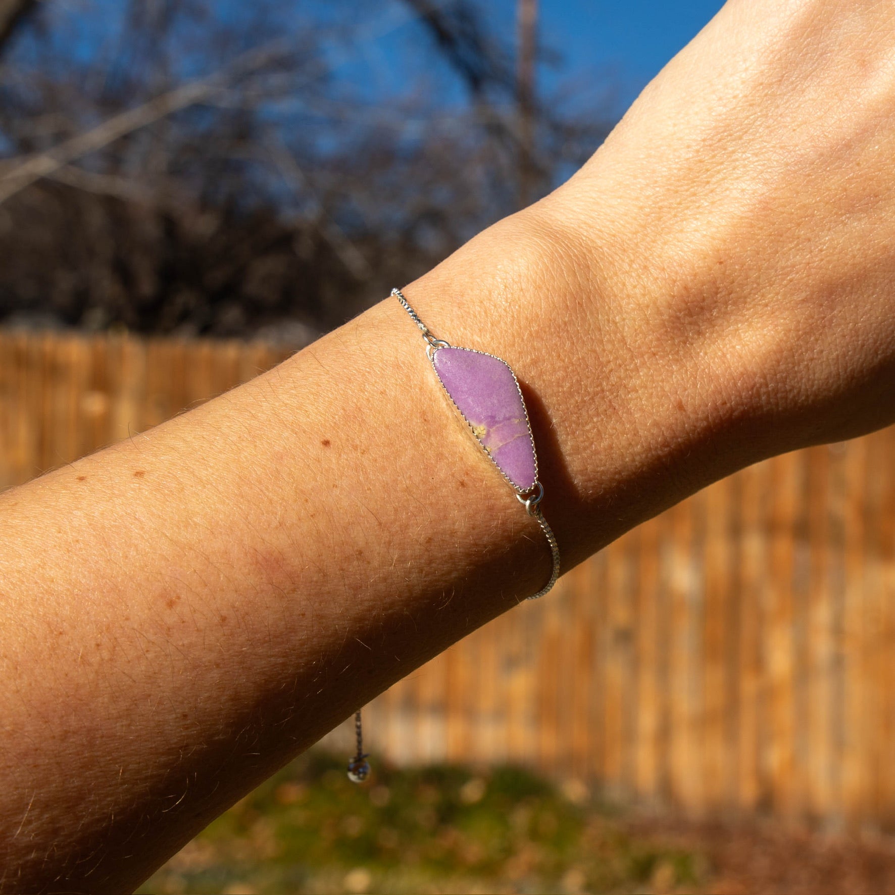 Phosphosiderite Sterling Silver Slider Adjustable Bracelet -8.5"