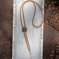 42" Hubei Turquoise Sterling Silver Shadowbox Circle Bolo