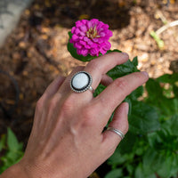 8.25 White Buffalo Sterling Silver Circle Ring (Size 8.25)