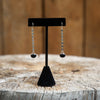 Black Onyx Oxidized Coin Chain Sterling Silver Threader Earrings