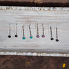 Chinese Turquoise Oxidized Coin Chain Sterling Silver Threader Earrings