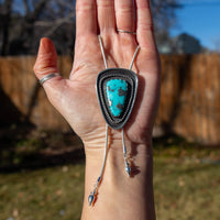36" Campitos Turquoise Triangular Adjustable Sterling Silver Chain Bolo