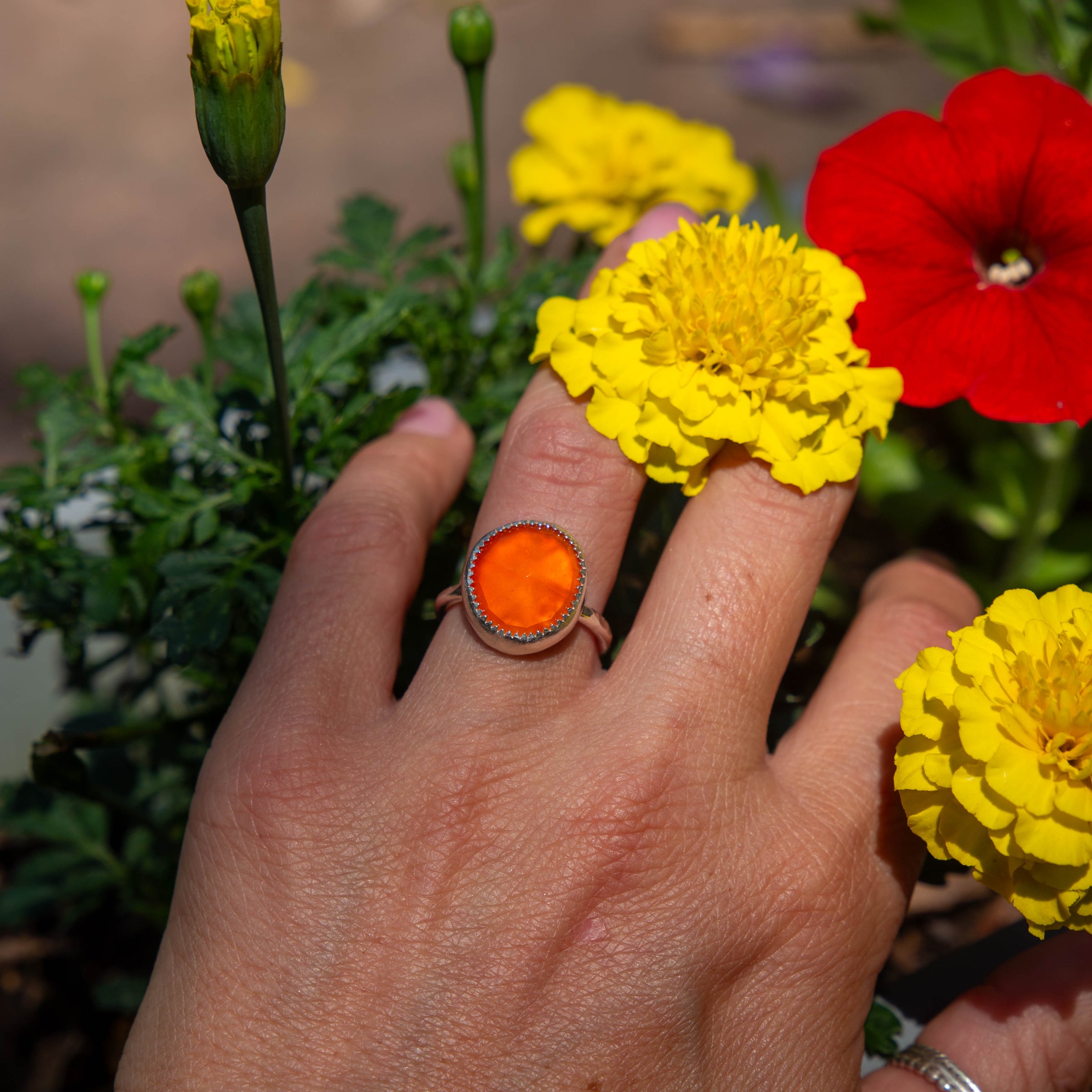 6.5 Carnelian Sterling Silver Stacker Ring (Size 6.5)