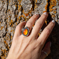 6 Carnelian Sterling Silver Statement Ring (Size 6)