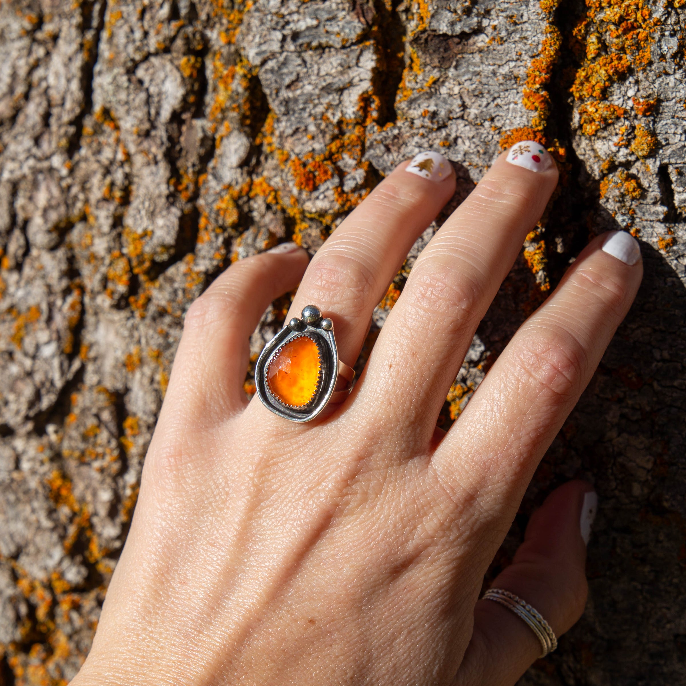 6 Carnelian Sterling Silver Statement Ring (Size 6)