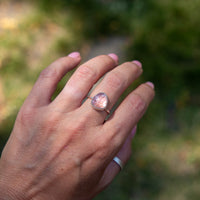 8 Strawberry Quartz Sterling Silver Stacker Ring (Size 8)