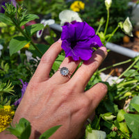 6 Flower Casted Sterling Silver Stacking Ring (Size 6)