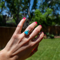 6.25 Kingman Turquoise Sterling Silver Stacker Ring (Size 6.25)