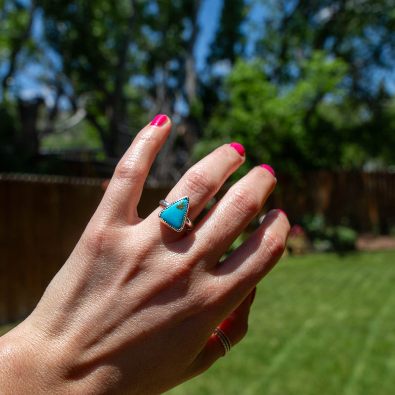6.25 Kingman Turquoise Sterling Silver Stacker Ring (Size 6.25)