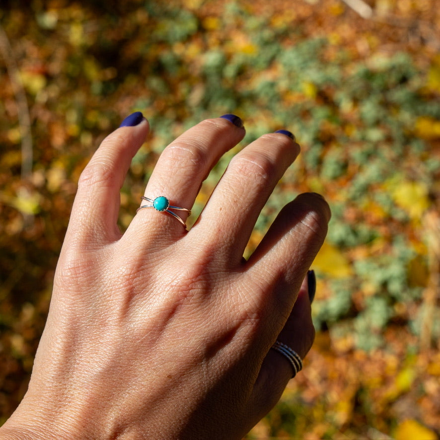 5.25 Chinese Turquoise Sterling Silver Ring (Size 5.25)
