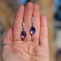 Purple Amethyst Sterling Silver Hoops