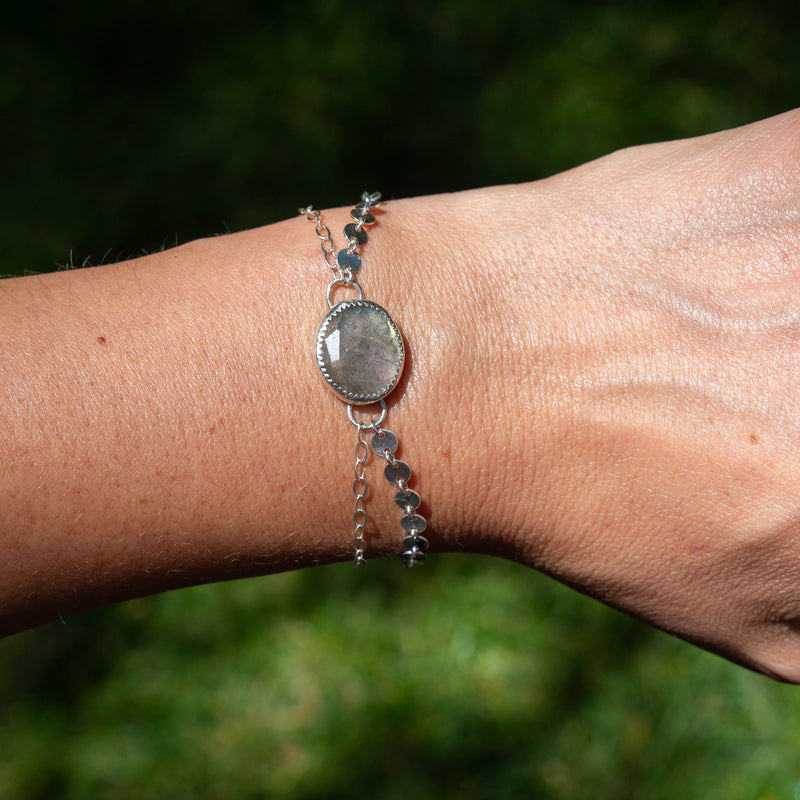 Labradorite Sterling Silver Adjustable Bracelet