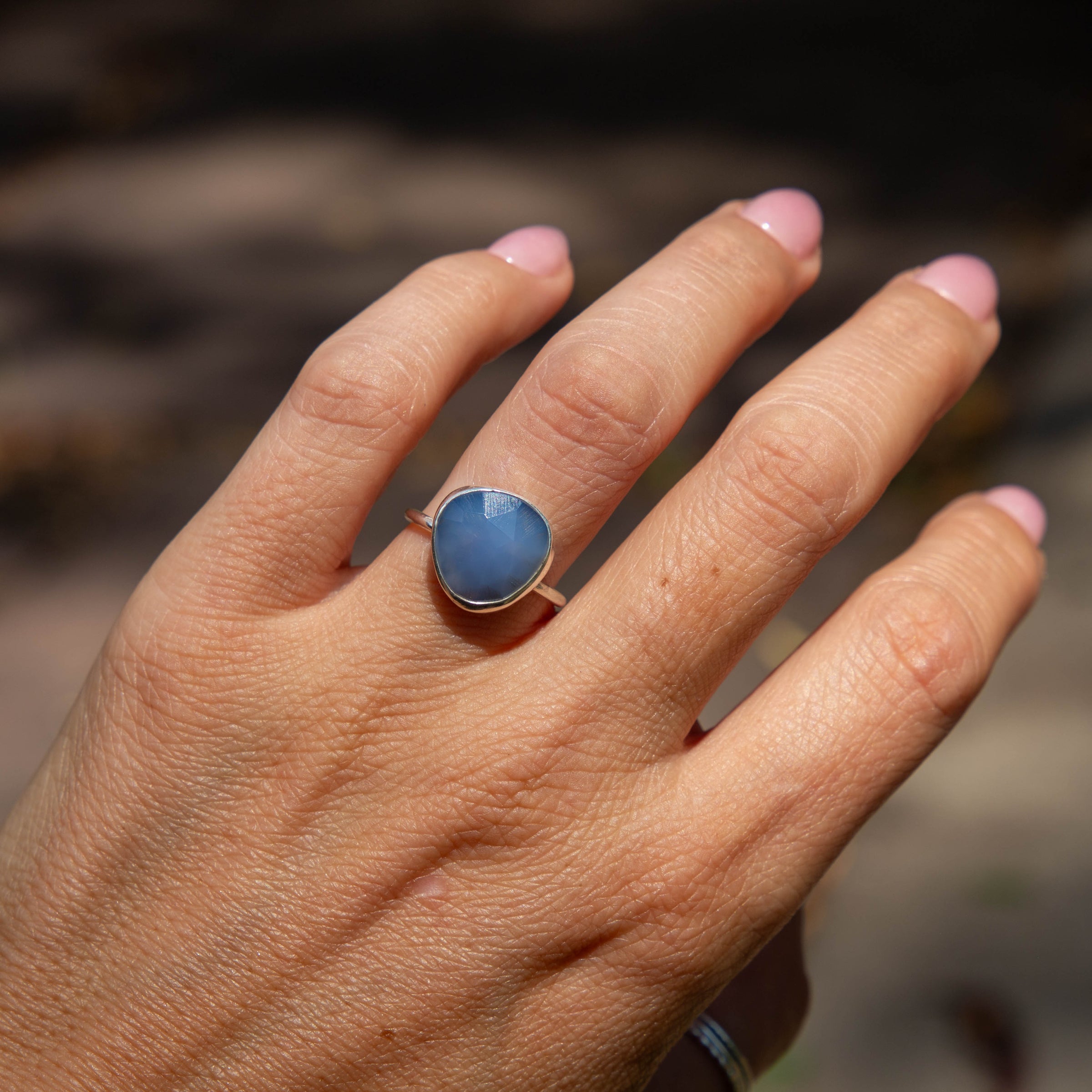 7 Chalcedony Sterling Silver Stacker Ring (Size 7)