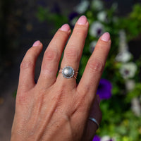 7 Stamped Circle Concho Sterling Silver Stacking Ring (Size 7)