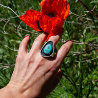 8.5 Turquoise Mountain Sterling Silver Statement Ring (Size 8.5)