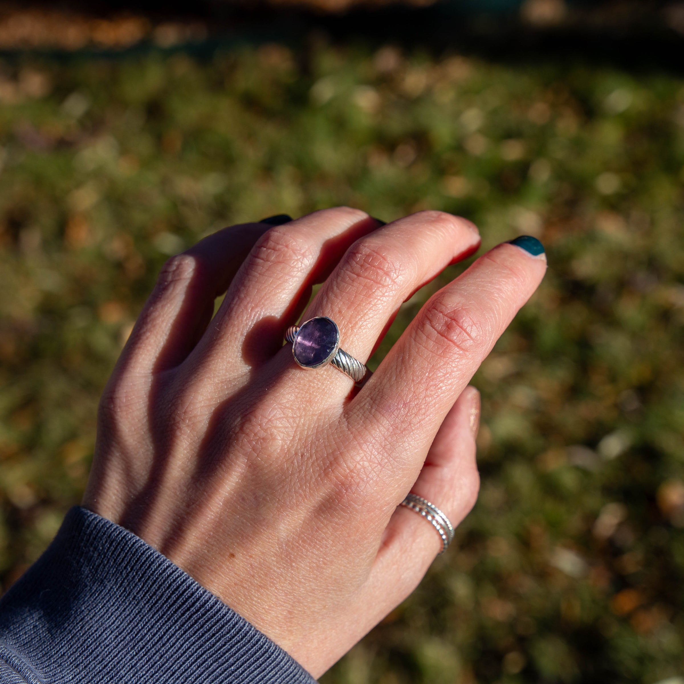 8 Amethyst Sterling Silver Ring (Size 8)