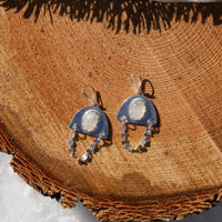 Moonstone Coin Chain Sterling Silver Dangle Earrings