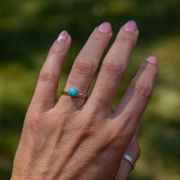 7 Chinese Turquoise 14k Gold-Filled Stacker Ring Set (Size 7)
