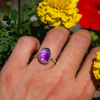 7 Purple Amethyst Sterling Silver Stacker Ring (Size 7)