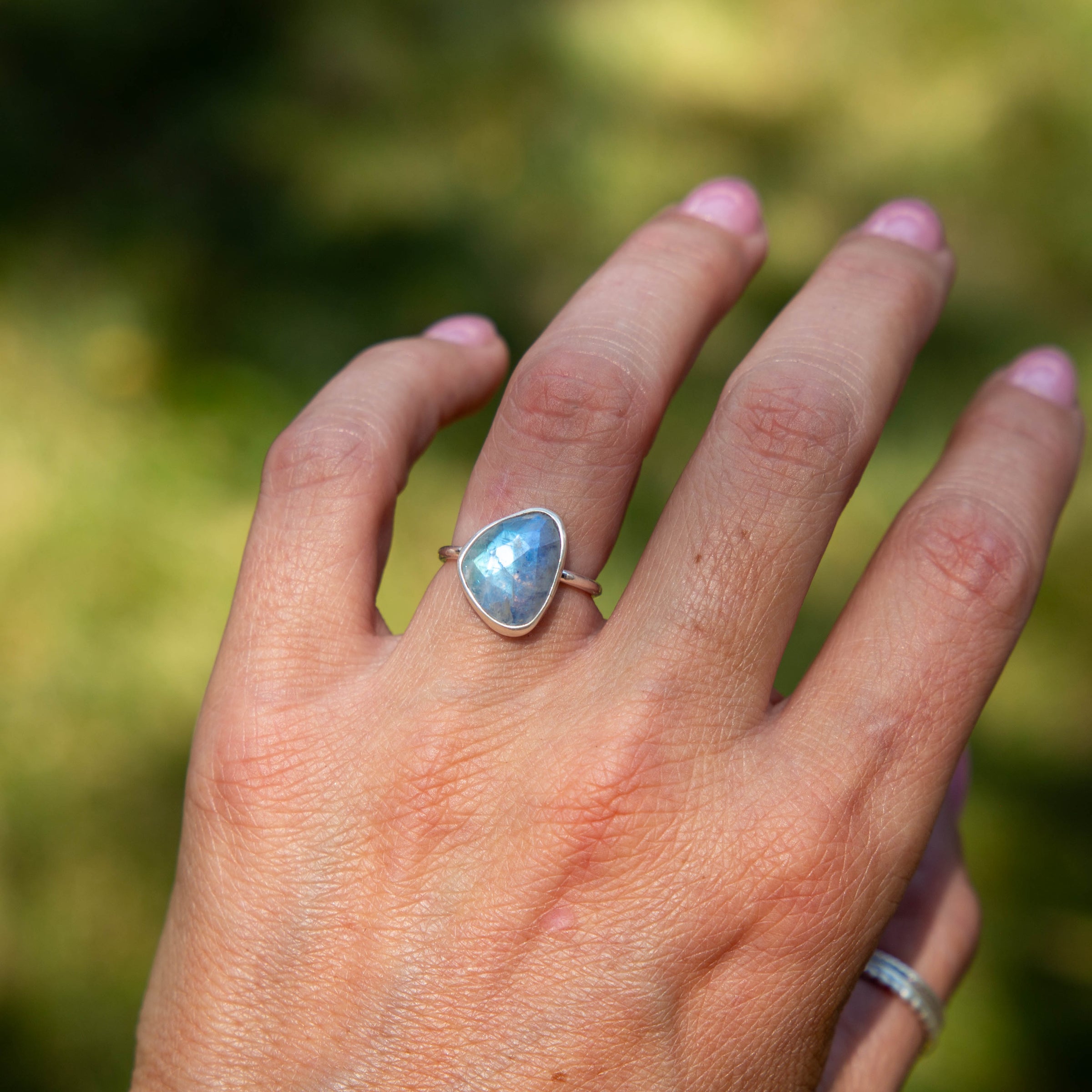 5 Moonstone Sterling Silver Stacker Ring (Size 5)