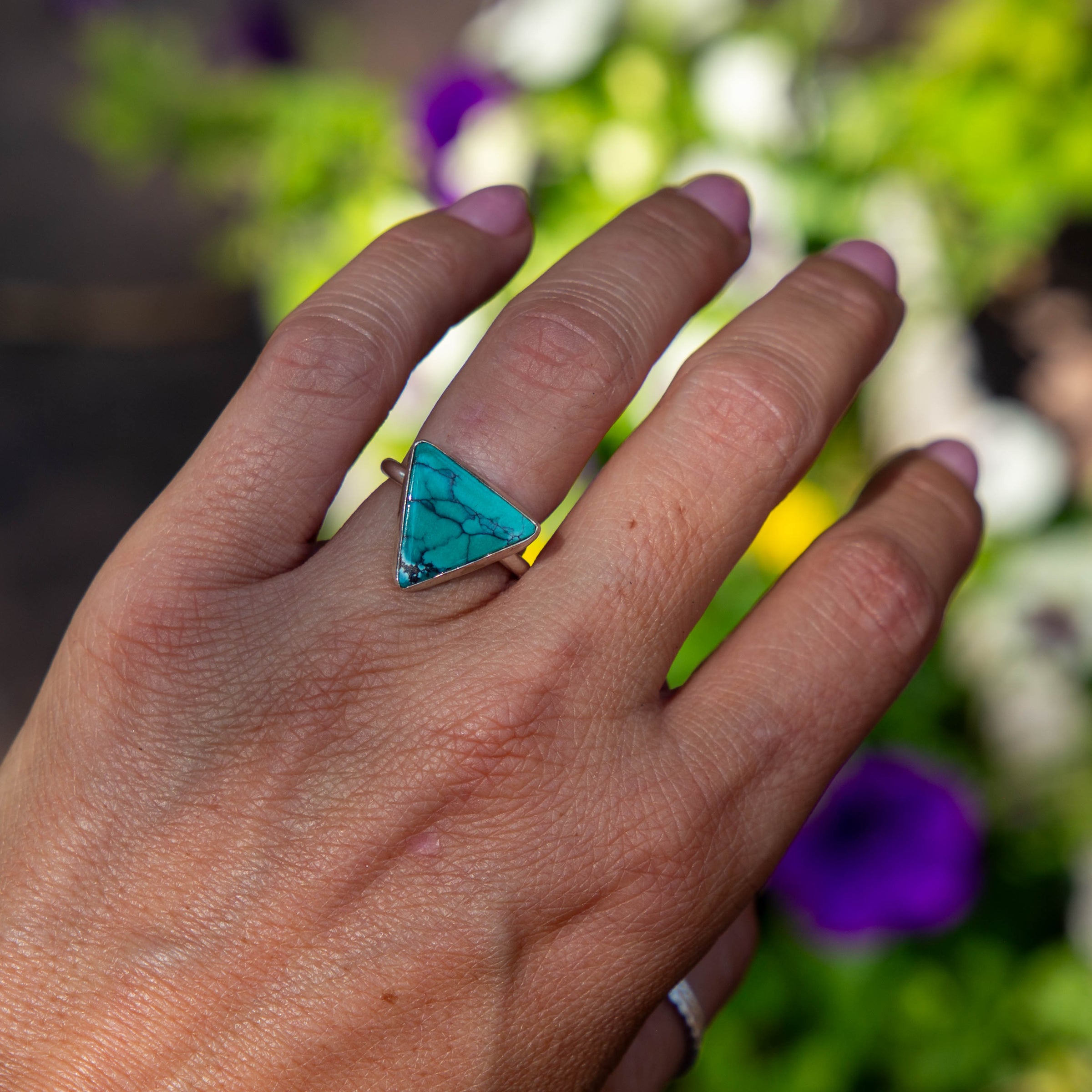 6 Hubei Turquoise Sterling Silver Stacker Ring (Size 6)