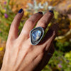 7.5 Rainbow Moonstone Sterling Silver Statement Ring (Size 7.5)