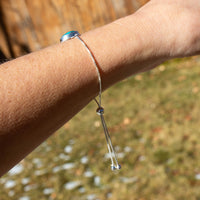 Turquoise Circle Sterling Silver Slider Adjustable Bracelet - 8.5"