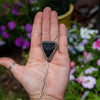 36" Black Druzy Agate Triangle Sterling Silver Chain Bolo La Femme