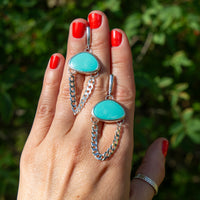 Campitos Turquoise Sterling Silver Chain Statement Earrings