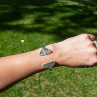 Labradorite Double Stone Sterling Silver Open Cuff