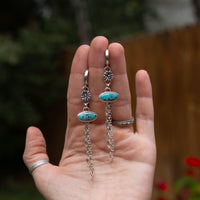 Campitos Turquoise Flower Sterling Silver Mini-Hoop Earrings