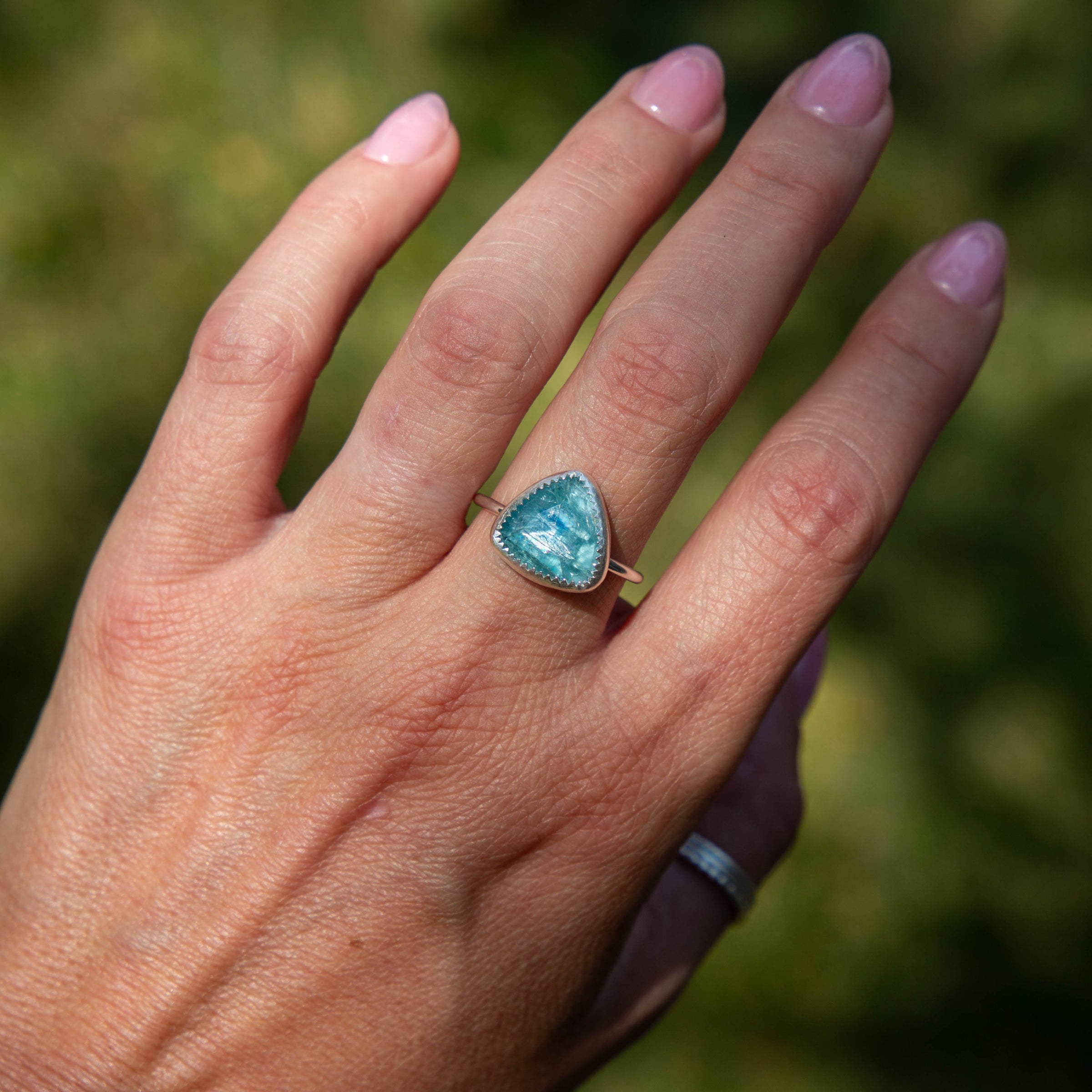 9 Kyanite Sterling Silver Stacker Ring (Size 9)