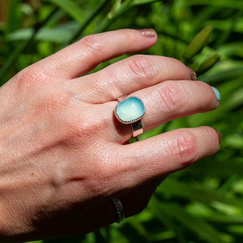 7.5 Chalcedony Sterling Silver Ring (Size 7.5)