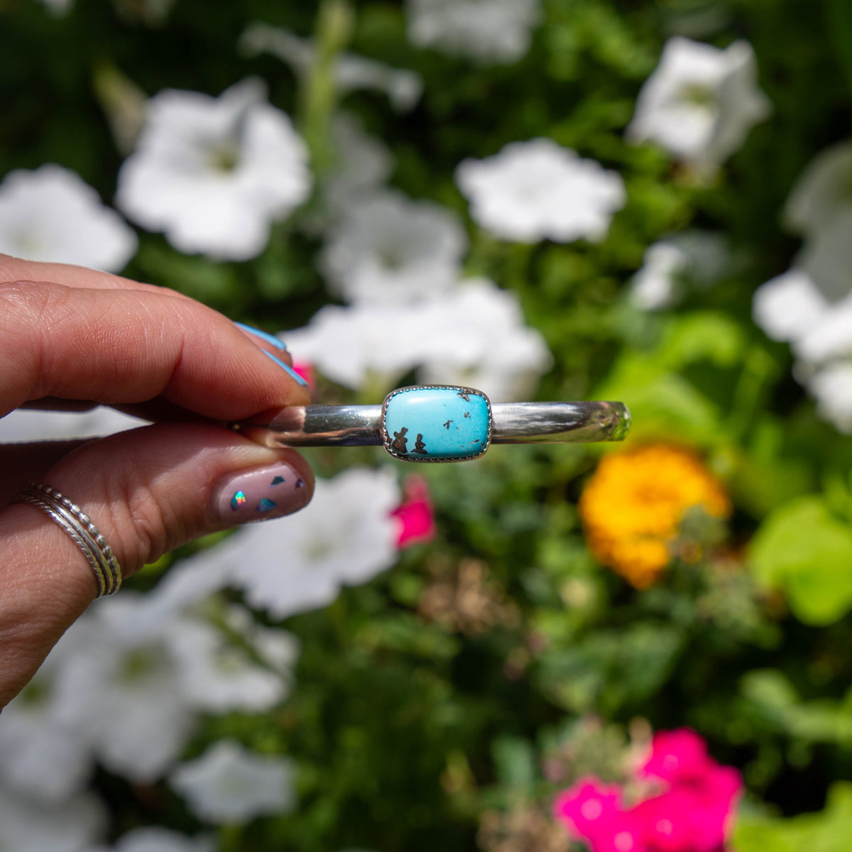 Persian Turquoise Sterling Silver Stacking Cuff