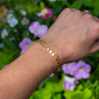 14k Gold Filled Coin & Paperclip Chain Bracelet - 7"