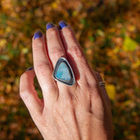 6.5 Opal Doublet Sterling Silver Statement Ring (Size 6.5)