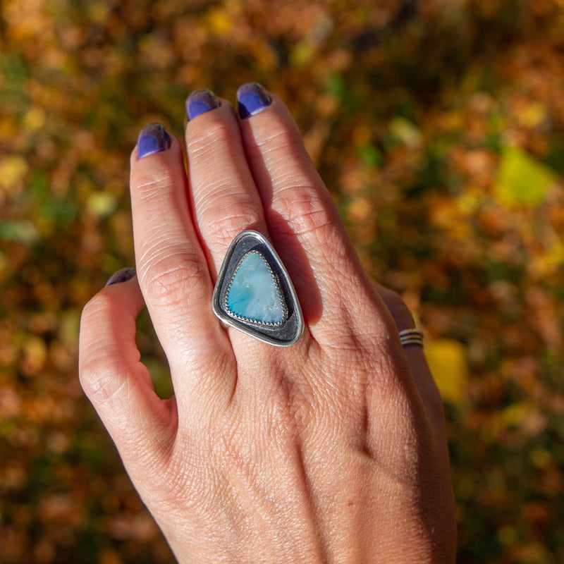 6.5 Opal Doublet Sterling Silver Statement Ring (Size 6.5)