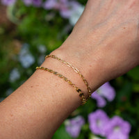 14k Gold Filled Coin & Paperclip Chain Bracelet - 7"