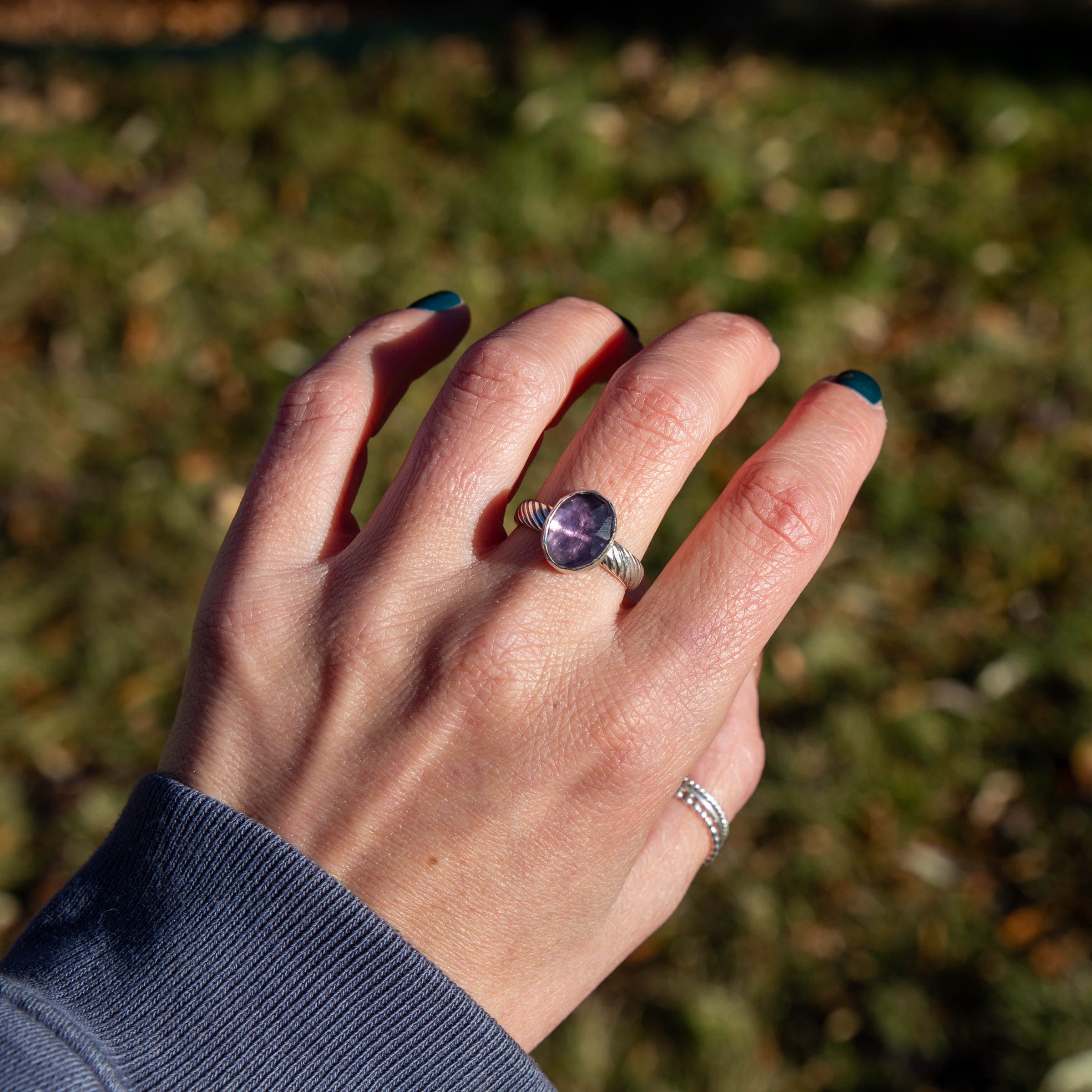 8 Amethyst Sterling Silver Ring (Size 8)