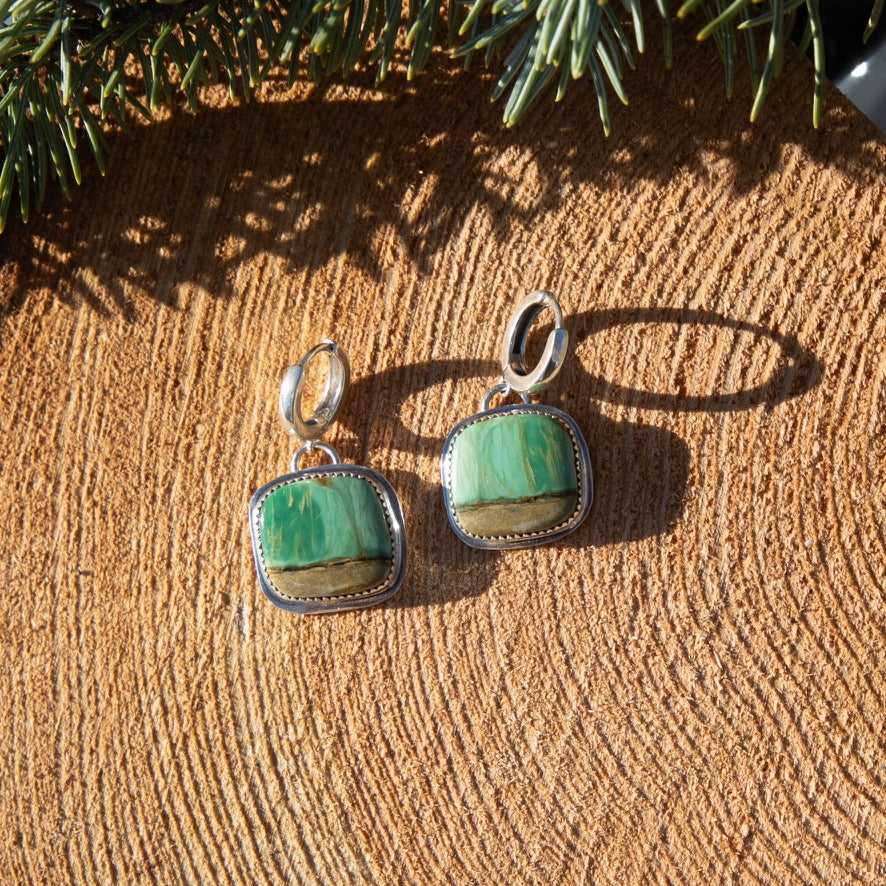 Variscite Sterling Silver Square Earrings