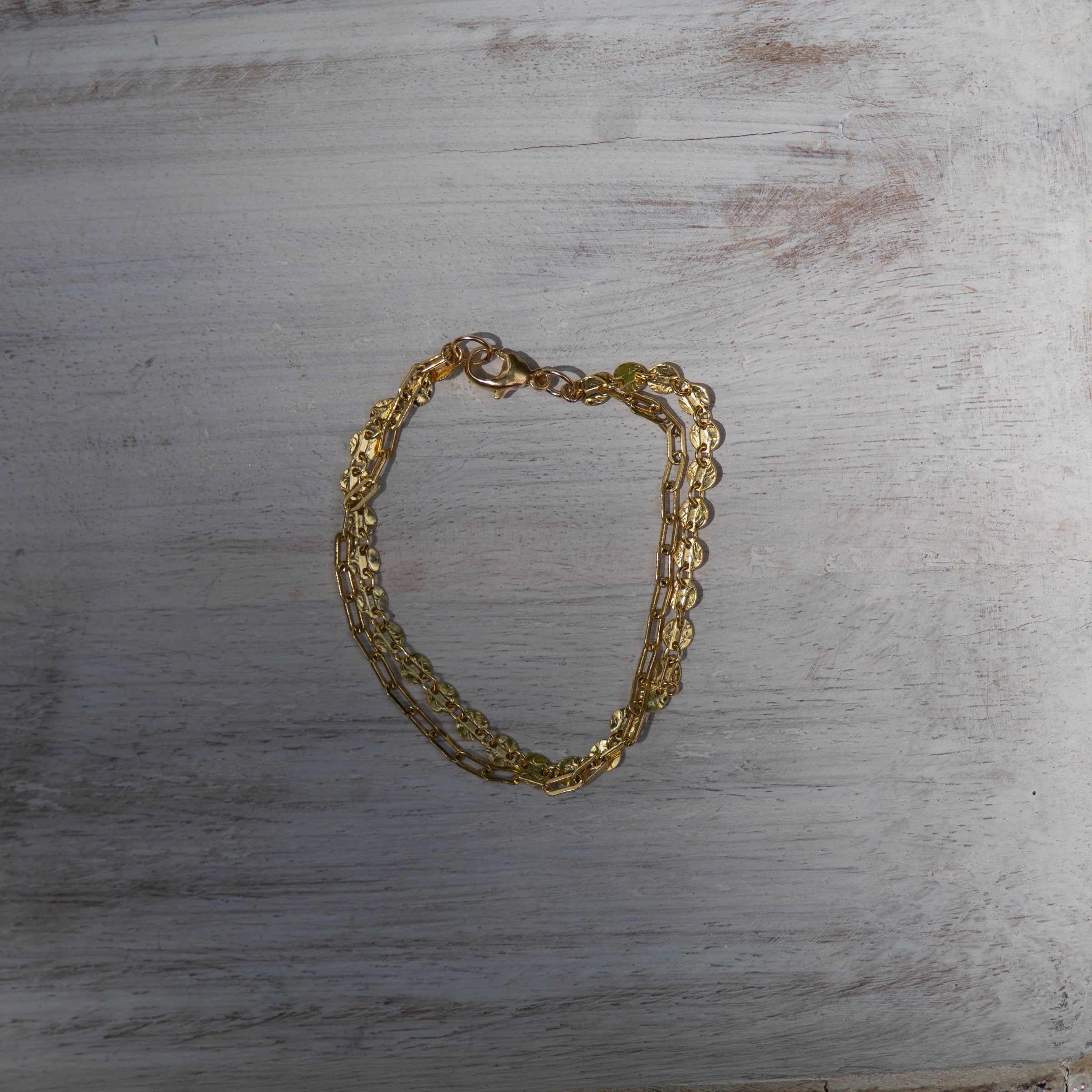 14k Gold Filled Coin & Paperclip Chain Bracelet - 7"