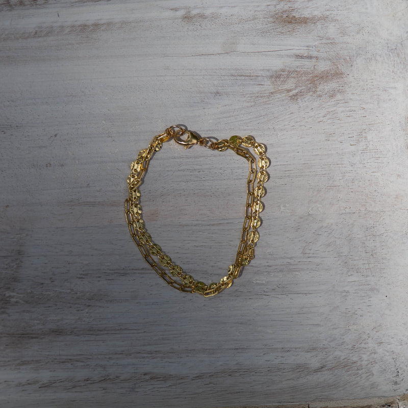 14k Gold Filled Coin & Paperclip Chain Bracelet - 7"