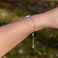 Checkered Black Onyx & Mother of Pearl Sterling Silver Slider Adjustable Bracelet - 7.5"