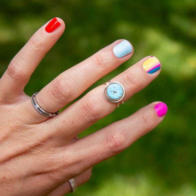 4.75 Egyptian Turquoise Sterling Silver Ring (Size 4.75)