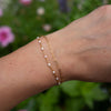 14k Gold Filled Paperclip & White Enamel Chain Bracelet - 7"