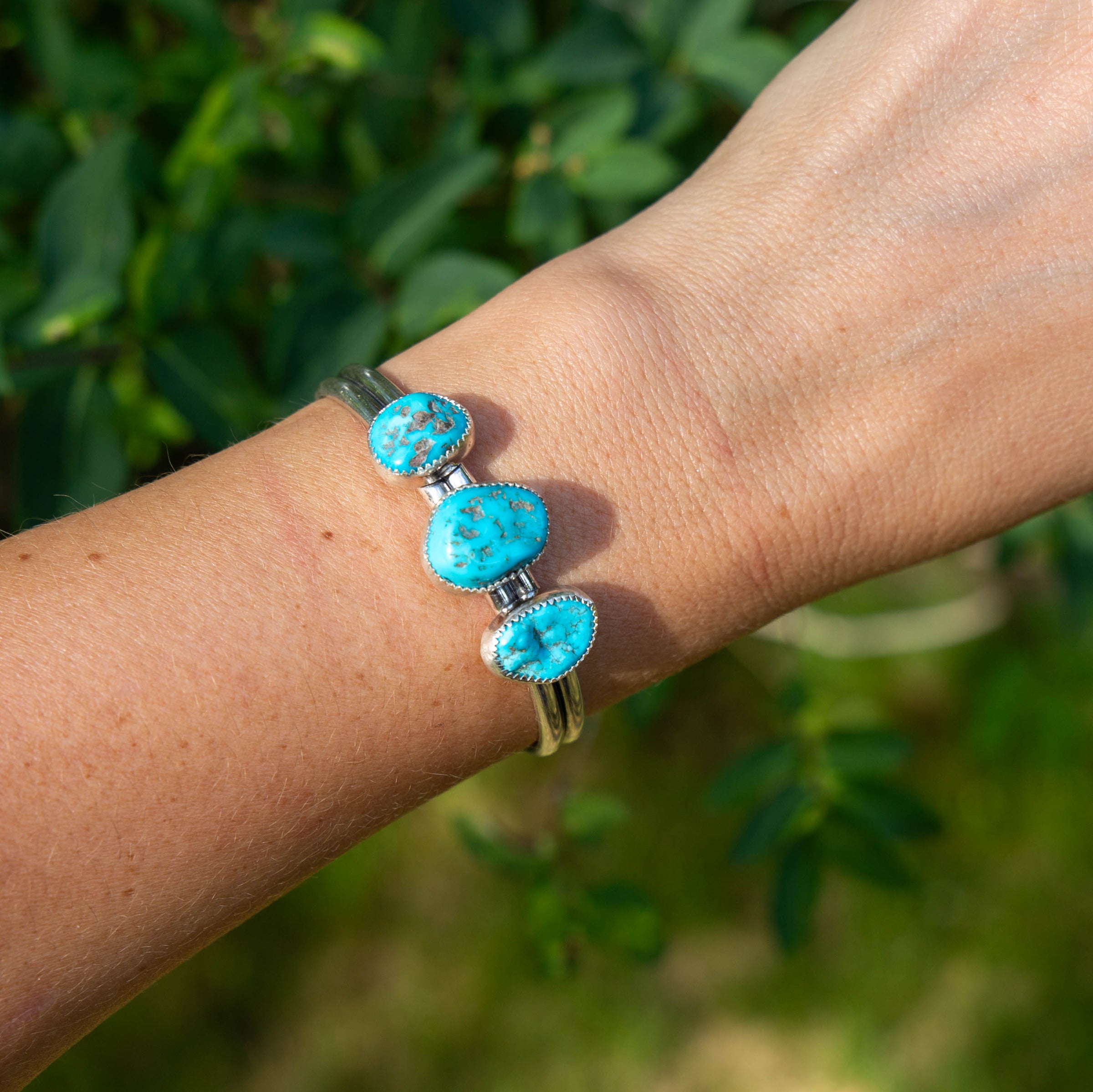 Sleeping Beauty 3-Stone Turquoise Statement Cuff #2