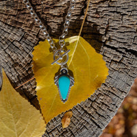 20" Royston Turquoise Sterling Silver Chunky Chain Front Toggle Necklace