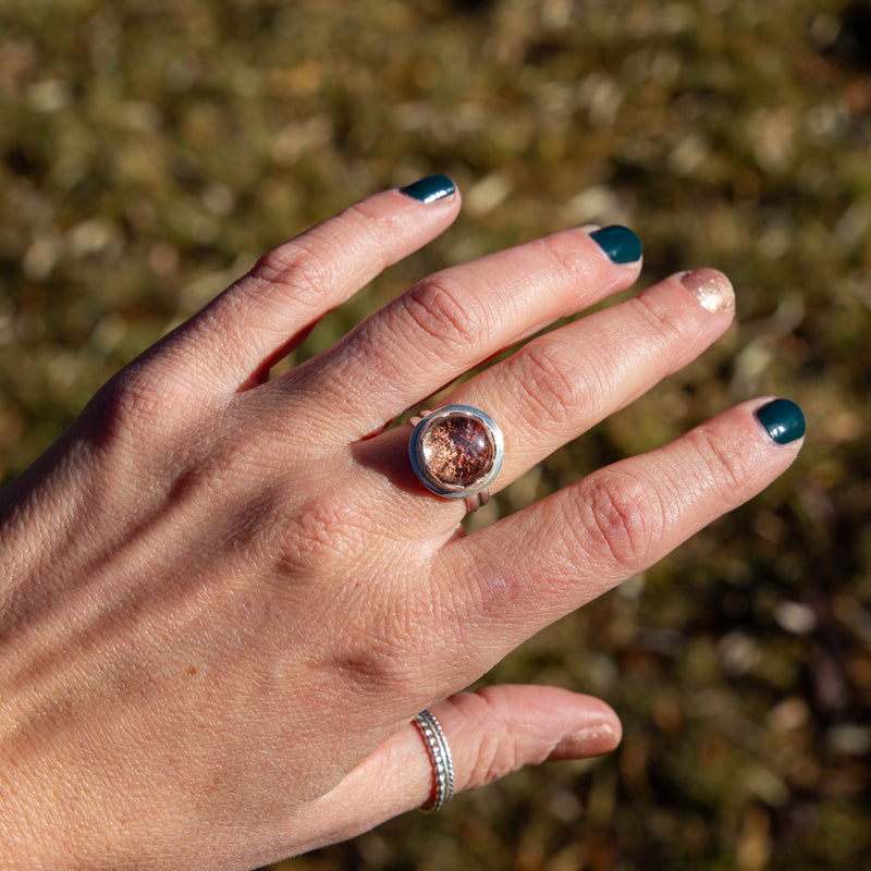 6.75 Garden Quartz Sterling Silver Stacking Ring (Size 6.75)